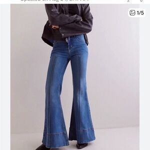 We The Free Women's Super Flared La Rosa Blue Jeans 32